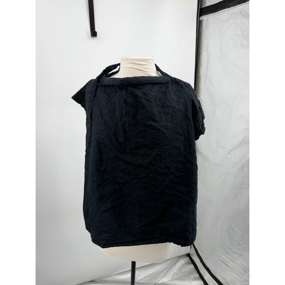 Bebe au Lait Eyelet Nursing Cover Women OS Black Adjustable Cotton WHEB-920